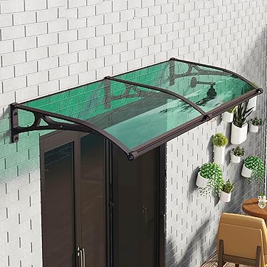 新品(未使用)_屋根庇 ひさし 雨よけ サンシェード オーニング屋根ひ(2個) 雨よけ庇 ひさし クリア 後付け 屋根 オーニング シェード バルコニー